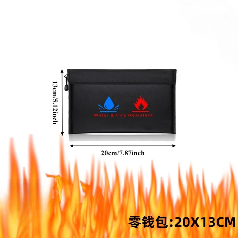 Fireproof Waterproof Document Bag with Zipper Closure for Certificates Money Cards Storage Home Office Travel Portable Organizer