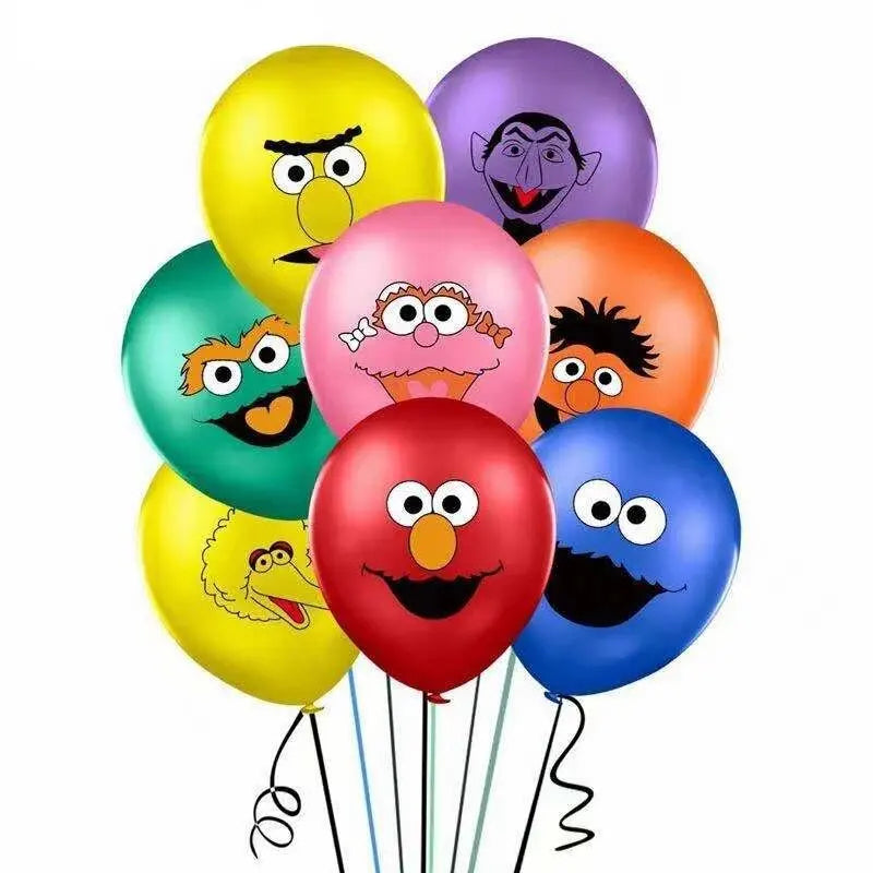 Cartoon SEsame-Streets Birthday Party Set Supplies Kids Disposable Tableware Balloon Cake Topper Banner Plates Decoration