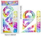 Vibrant Flexible Ruler Set, Straight Ruler, Protractor, 2 Triangles, 20/30cm Straight Ruler, 4 Pcs Soft Ruler Kit