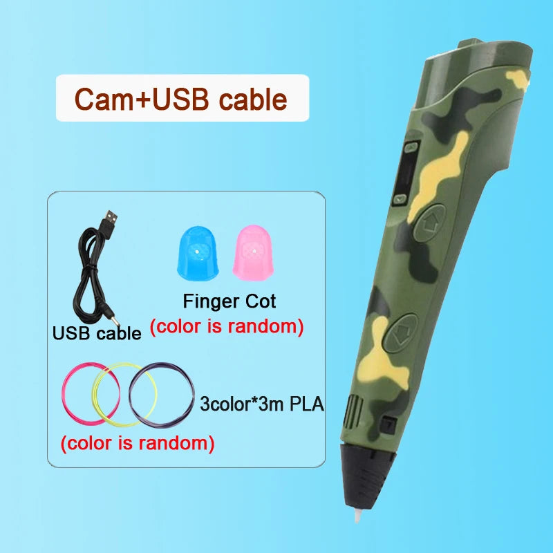3D Printing Pen With LCD Screen Compatible PLA Filament Drawing Pen Safe Paiting for Children DIY Boys Girls Birthday Gifts