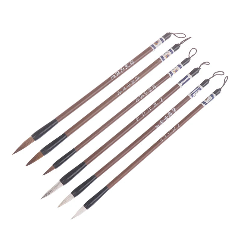 6Pcs Traditional Chinese Calligraphy Brushes Set White Clouds Bamboo Wolf's Hair For Painting Practice Writing Tools