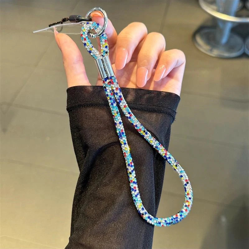 INS Glitter Phone Lanyard Phone Crystal Wrist Straps Keychain Anti-lost Rope For iPhone 16 Samsung Universal Bling Hanging Cord