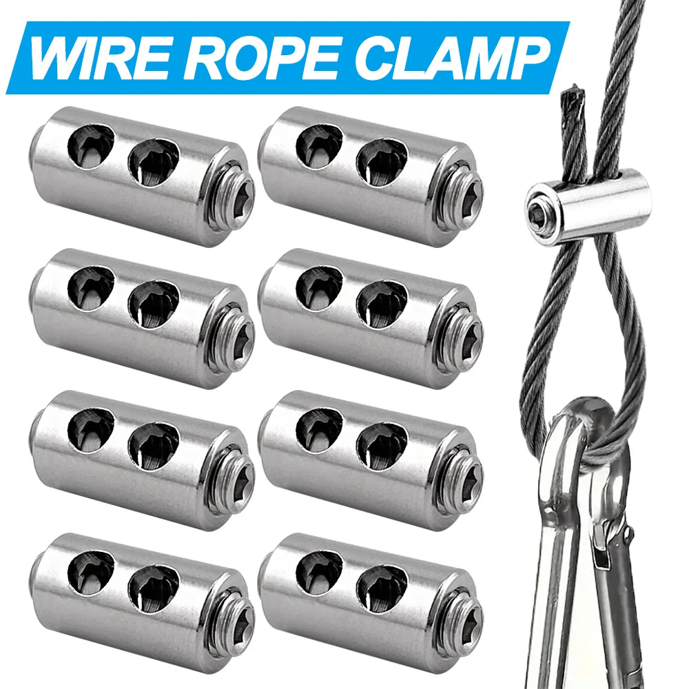 10pcs 2/3mm Wire Rope Clamps Stainless Steel Cable Fastener Adjustable Screw Copper Metal Clip Sling Fitting