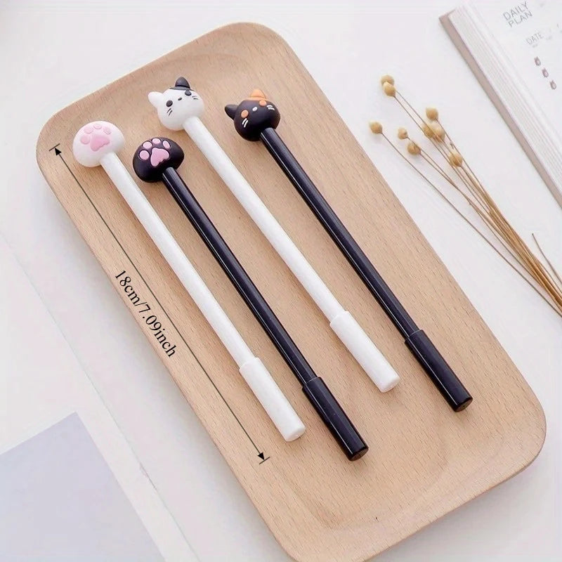 10pcs Kawaii Cat Paw Gel Pens, 0.5mm Ink Smooth Writing Pens, Cute Signature Pens for School, Office & Journaling, Random Styles