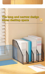 3 or 4 Slot Desktop File Organizer Metal Mesh Magazine Book Document Holder Black White for Office School Home Students Teachers