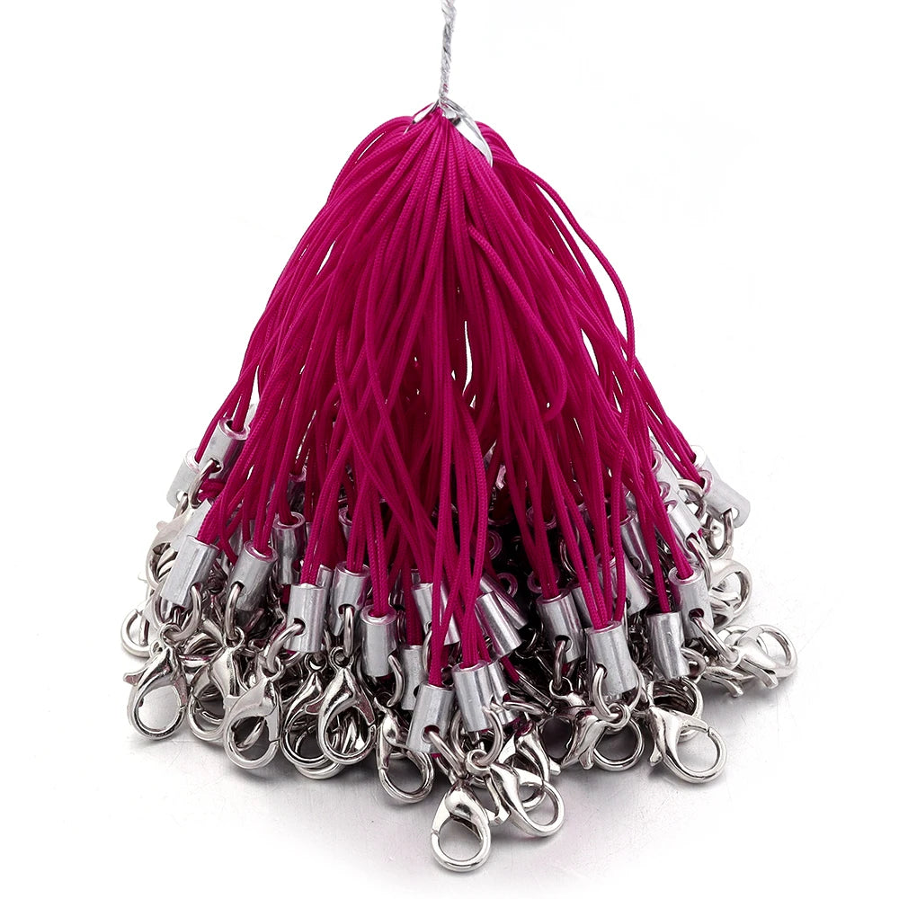 20/100Pcs Lobster Clasp Lanyard Strap Cord Mobile Phone Lanyard Polyester Key Chain Cords Charms Keyring For DIY Jewelry Making