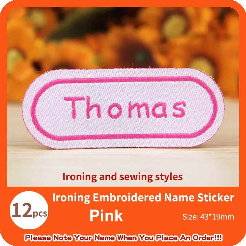 Custom Thermal Embroidery Iron Name Tag Sticker Personalized Washable Sewing Clothing Children Stickers Clothes Babysuit Labels