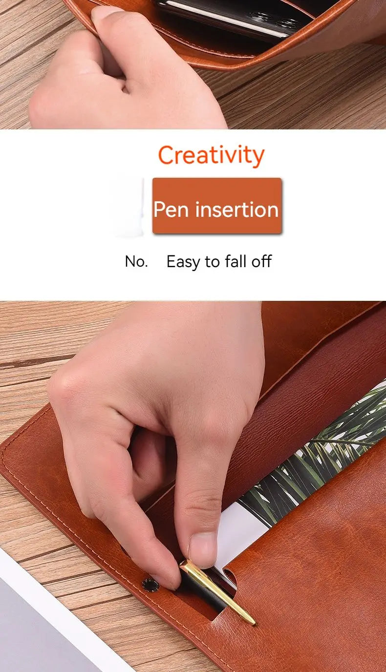 A6 A5 A4 Leather File Folder Data Package Document Bag Fashion Briefcase Data Contract Bill File Bag School Office Supplies