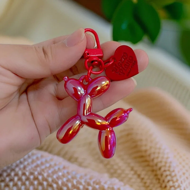 DIY Candy Color Sweet Resin Balloon Dog Keychain For Women Girls Animal Shaped Phone Chain Key Buckle Accessories Bag Pendant