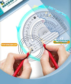 Mathematical Rulers Set Multi-function Geometry Drawing Ruler Transparent Rotatable Scale Ruler for Drafting School Supplies