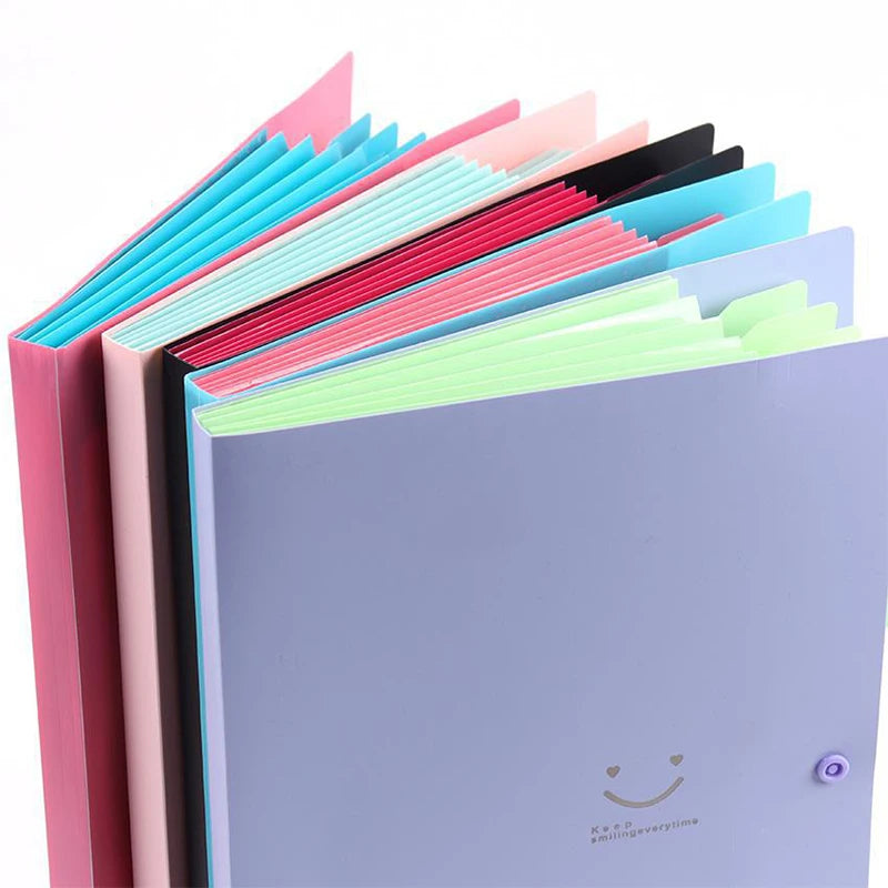 A4 Organ Folder 5 Layers Macaron Colors File Manager Storage Simple Folder for Student School and Office Stationery Supplies