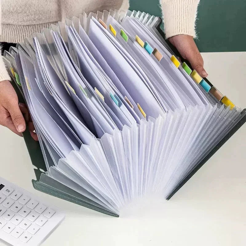 Accordion File Organizer with 13 Pockets, Expanding File Folder with Lable Pocket,Upright Open Top,A4/Letter Size Paper Document