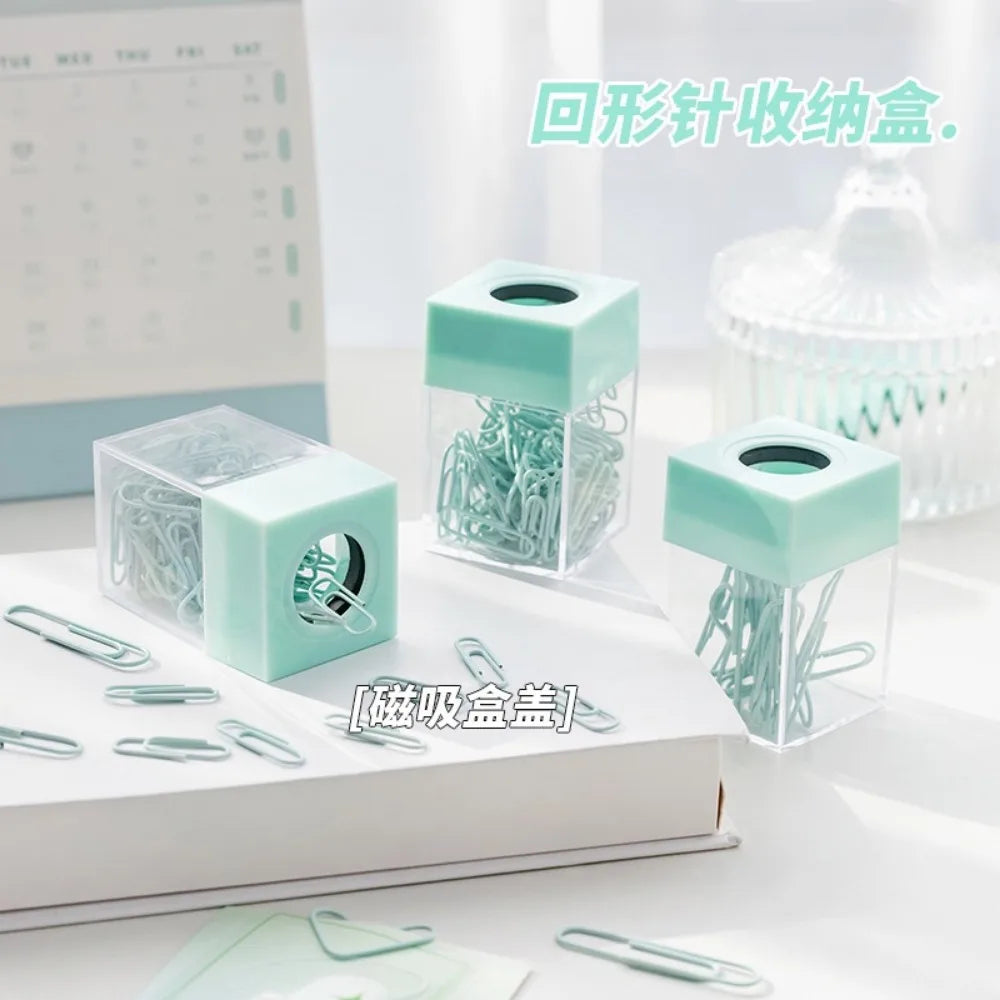 18pcs Paperclips Macaron Color Ins Paper Clip Storage Box Protable Stationery High Capacity Storage Box Office Binding Supplies