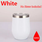 360ml Stainless Steel Eggshell Wine Tumbler Double Wall Vacuum Insulated Cup for Coffee Tea Office Home Travel