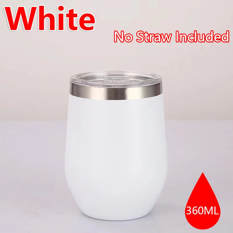 360ml Stainless Steel Eggshell Wine Tumbler Double Wall Vacuum Insulated Cup for Coffee Tea Office Home Travel