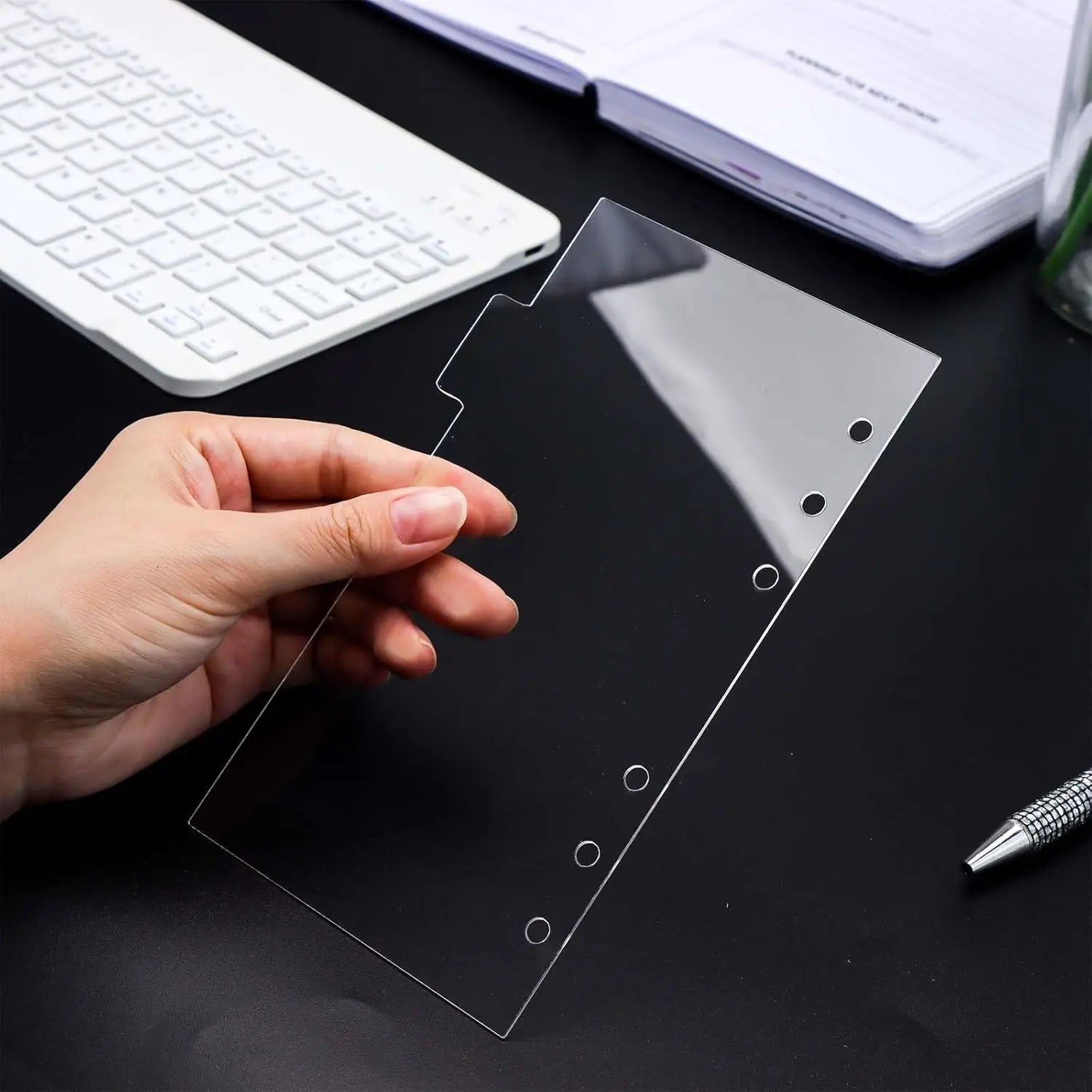A5/A6/A7 Binder Dividers Planner Insets 6 Tabs Clear Thick Acrylic Index Divider/Cover  Refillable Page Protectors for 6 Ring
