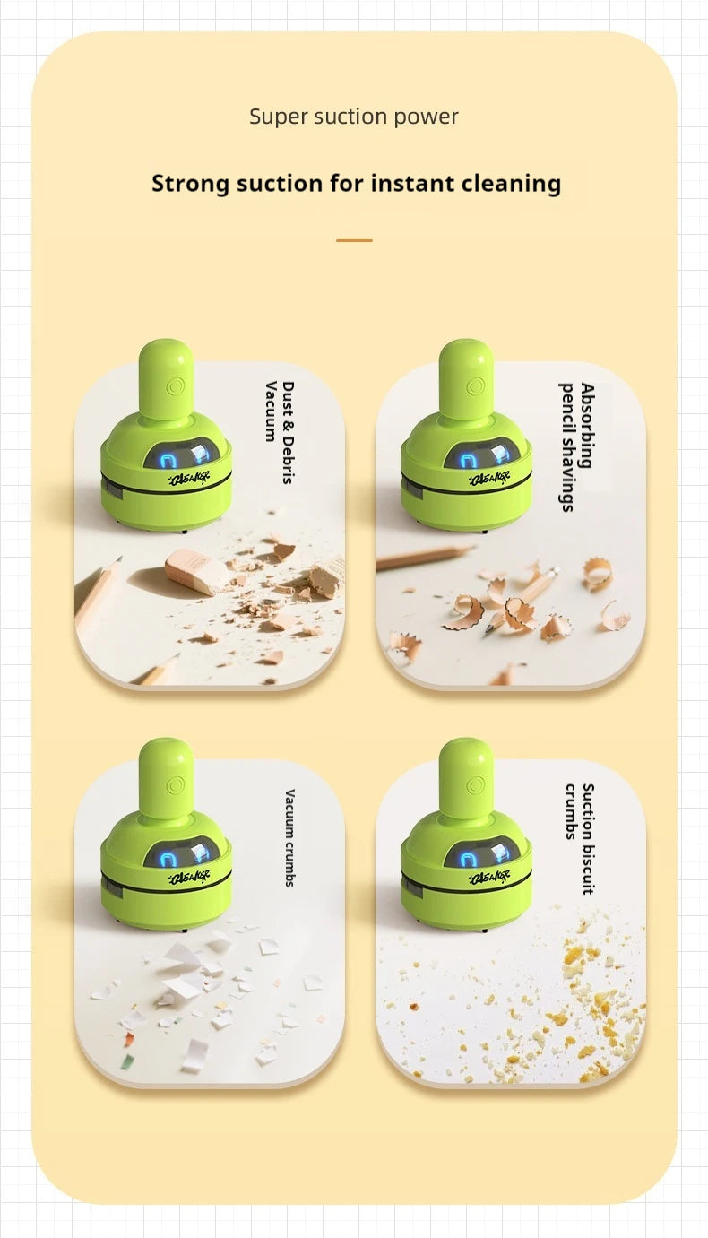 Desktop Cleaner Vacuum Cleaner Cartoon Mini Portable For Eraser Pencil Shavings Dust Cleaning For Keyboard Desk Table