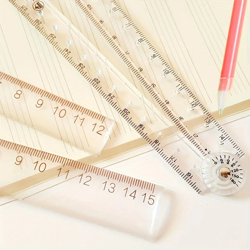 2pcs Shatterproof Clear Acrylic Folding Ruler Flexible and Portable for School Office Home Use Lightweight Measuring Tool