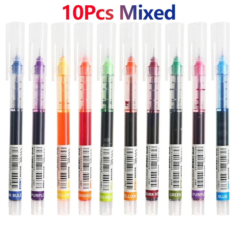 1-20Pcs Needle Type Gel Ink Pens Black/Blue/Red 0.5mm Liquid Ballpoint Pen Students Stationery School Office Writing Tool