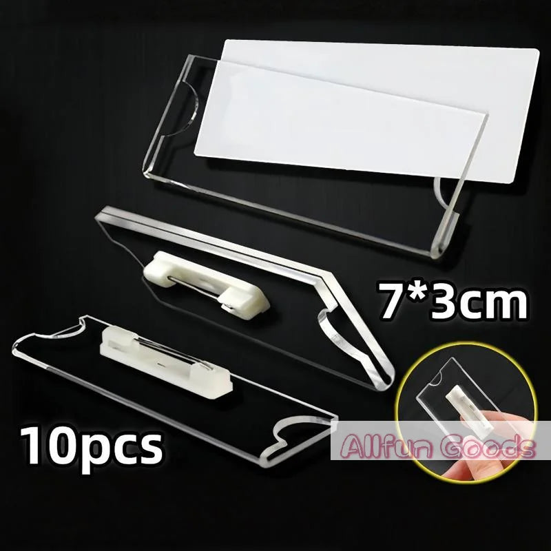 [TG835]10/20/30Pcs Name Tag Blank Name Badges Acrylic Name Tag Holders 70x30mm Insert Blank Acrylic Nameplate