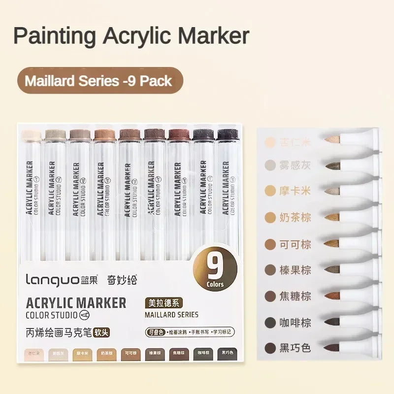 Languo 9/144 Colors Acrylic Paint Art Marker Pen DIY Painting Drawing Card Ceramic Stone Mug Glass Fabric Clothes Art Supplies