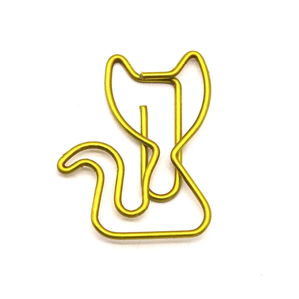21pcs/set Cat Shape Metal Paper Clips Animal Paper Clip Bookmark Binding Note Decor Stationery School Binder Clip Office