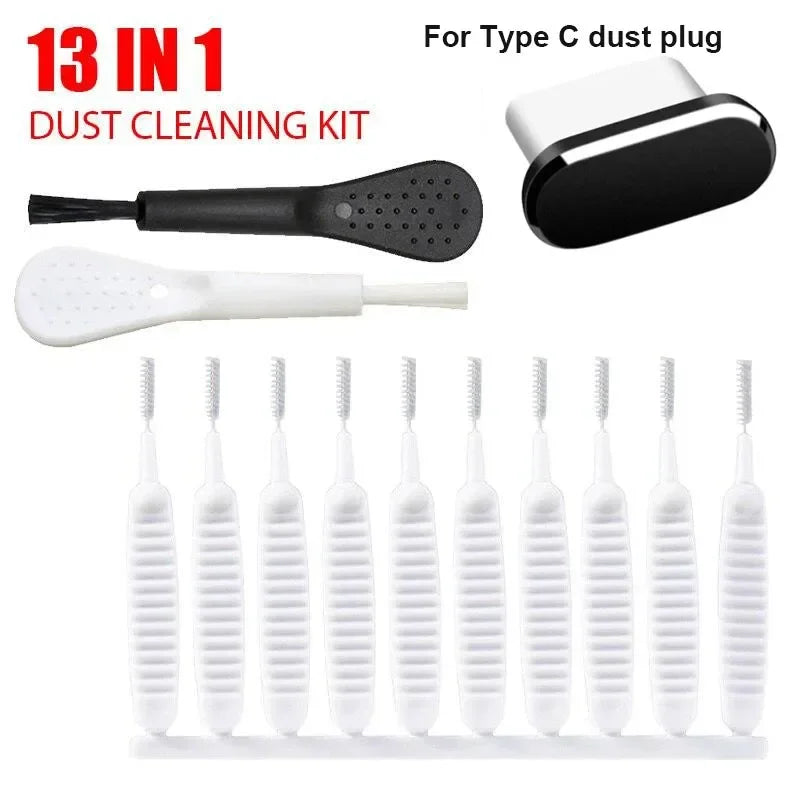 Mobile Phone Dust Plug Port Cleaning Kit 13Pcs Computer Keyboard Cleaning Tool for Iphone Type-C Port Phone Accessories