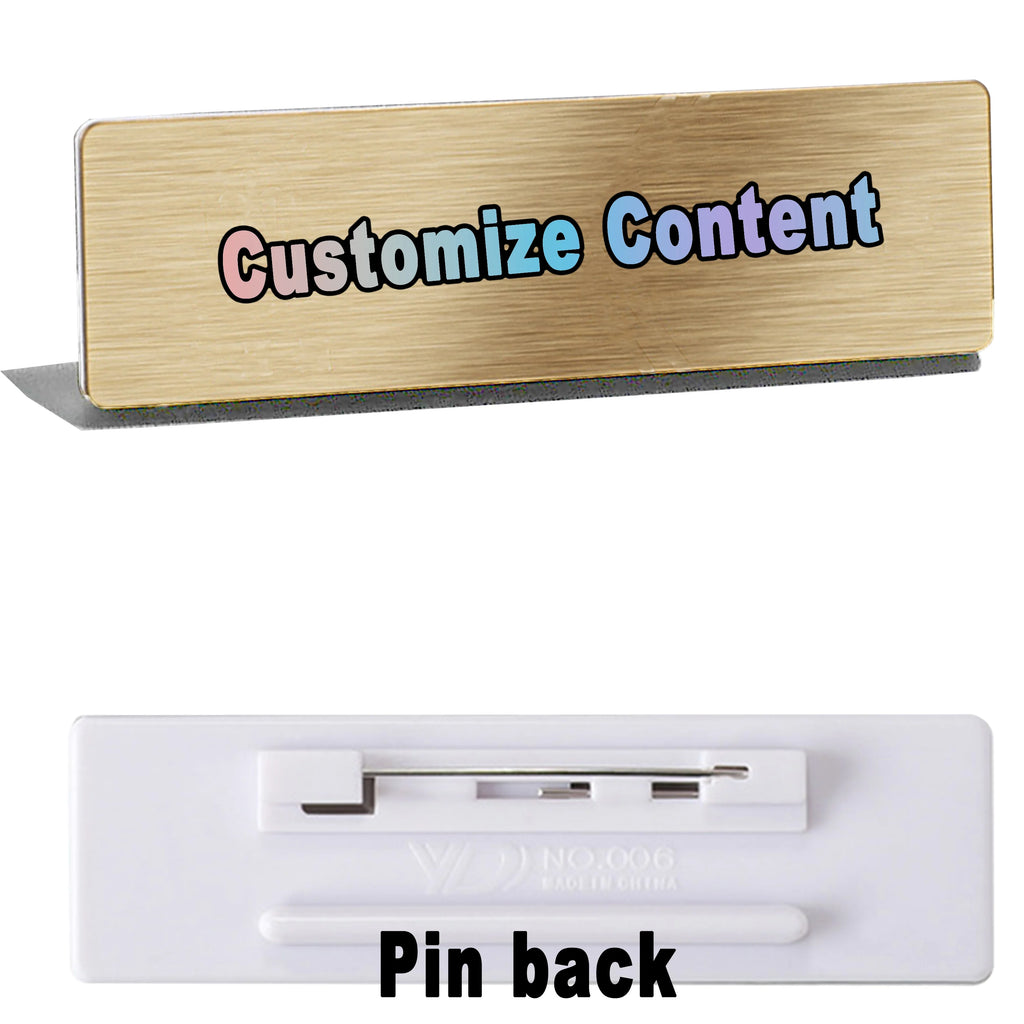 Personalized Name Tag Badges Identification Customized with Text&Logos, Stainless Steel Name for Clothing with Pin or Magnetic