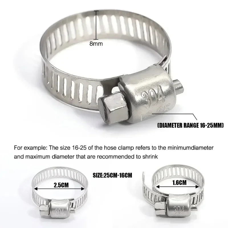 10-50pcs Hose Clips Pipe Clamps Stainless Steel Hoop Clamp Hose 304 Stainless Steel Automotive Pipes Clip Fixed Tools Wholesale