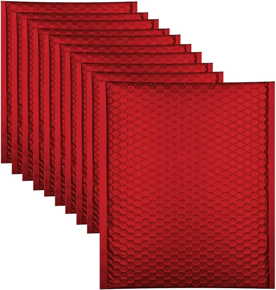 Laser Red 50Pcs Holographic Bubble Mailer Red Mailing Envelope Waterproof Courier Bag Padded Bubble Envelopes Pack Bag