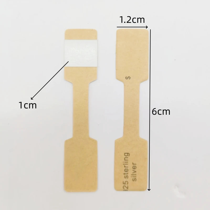 100PCS Multi Style Ring Folded Labels White/Kraft Handmade with Love Ring Price Labels Jewelry Tag Sticker Labels 6*1.2cm