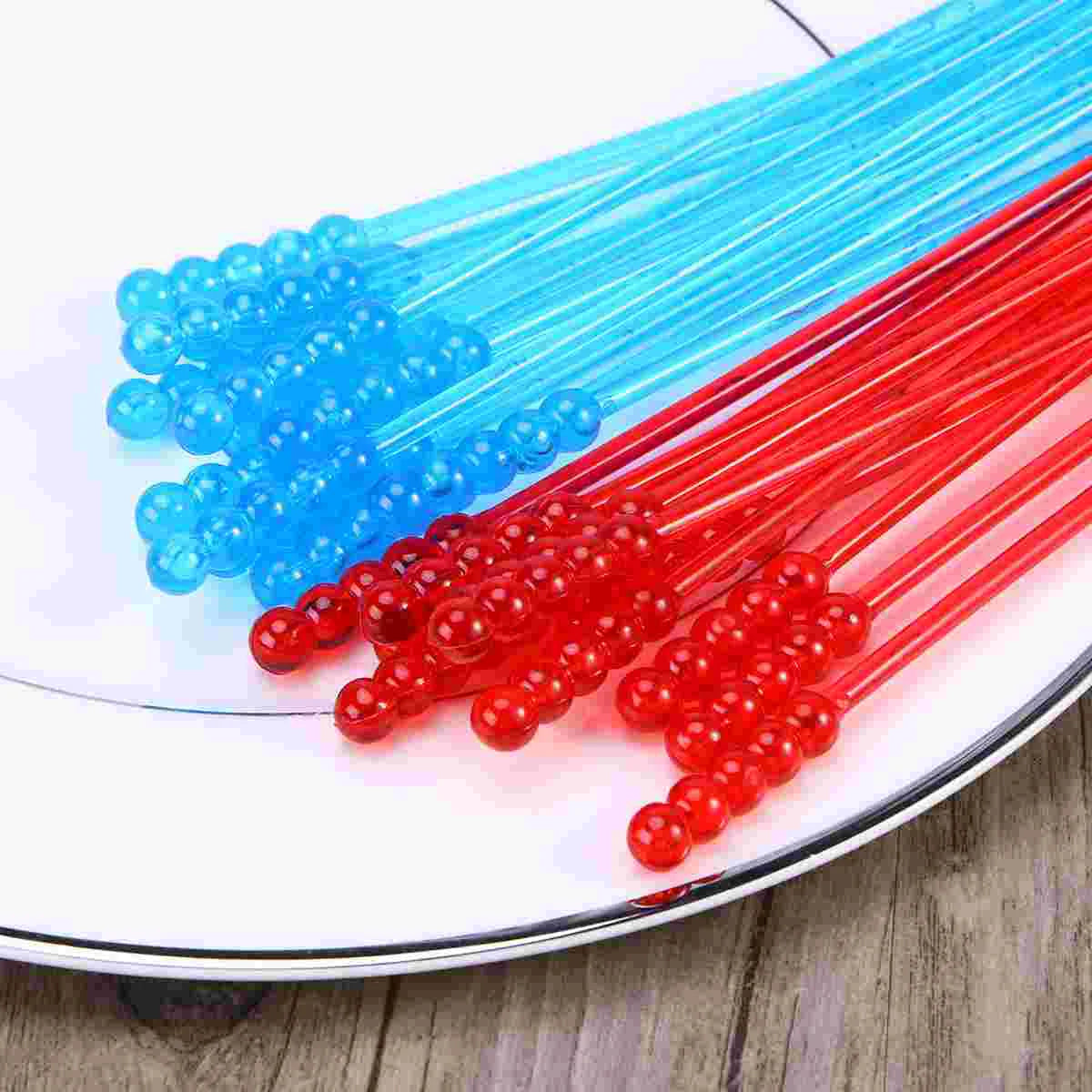 50 Pcs Drinks Coffee Stirrers Swizzle Sticks Long Handle Mix Cocktail Beverage Acrylic