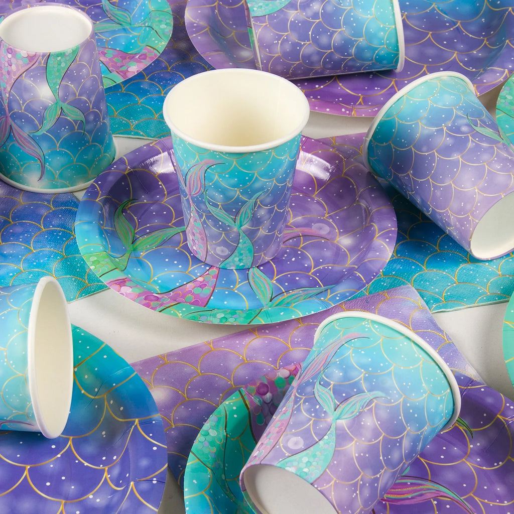 Mermaid Birthday Party Decoration Kids Disposable Plate Cup Girls Under The Sea Little Mermaid Baby Shower Birthday Party Decor