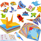 Origami Paper Set 96-208Pcs Craft Paper Kit with Instructional Book Art Projects Supplies for School Class Craft Lessons Gifts
