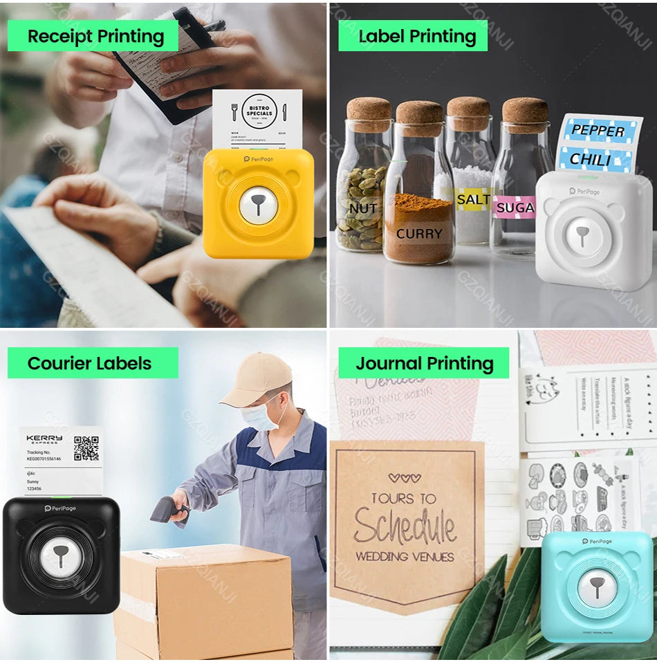 9 Colors Peripage A6 304DPI Mini Photo Printer Notes Sticker Label Printing Machine Bluetooth Portable Wireless Printer Marker