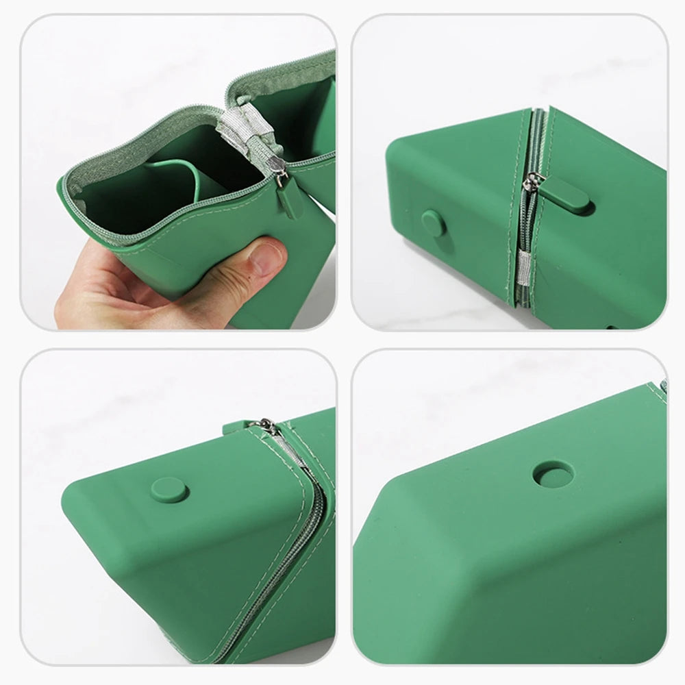 Silicone Pencil Case Foldable Large Capacity Pencil Case Expandable Vertical Versatile Stationery Office Organizer Pencil Case
