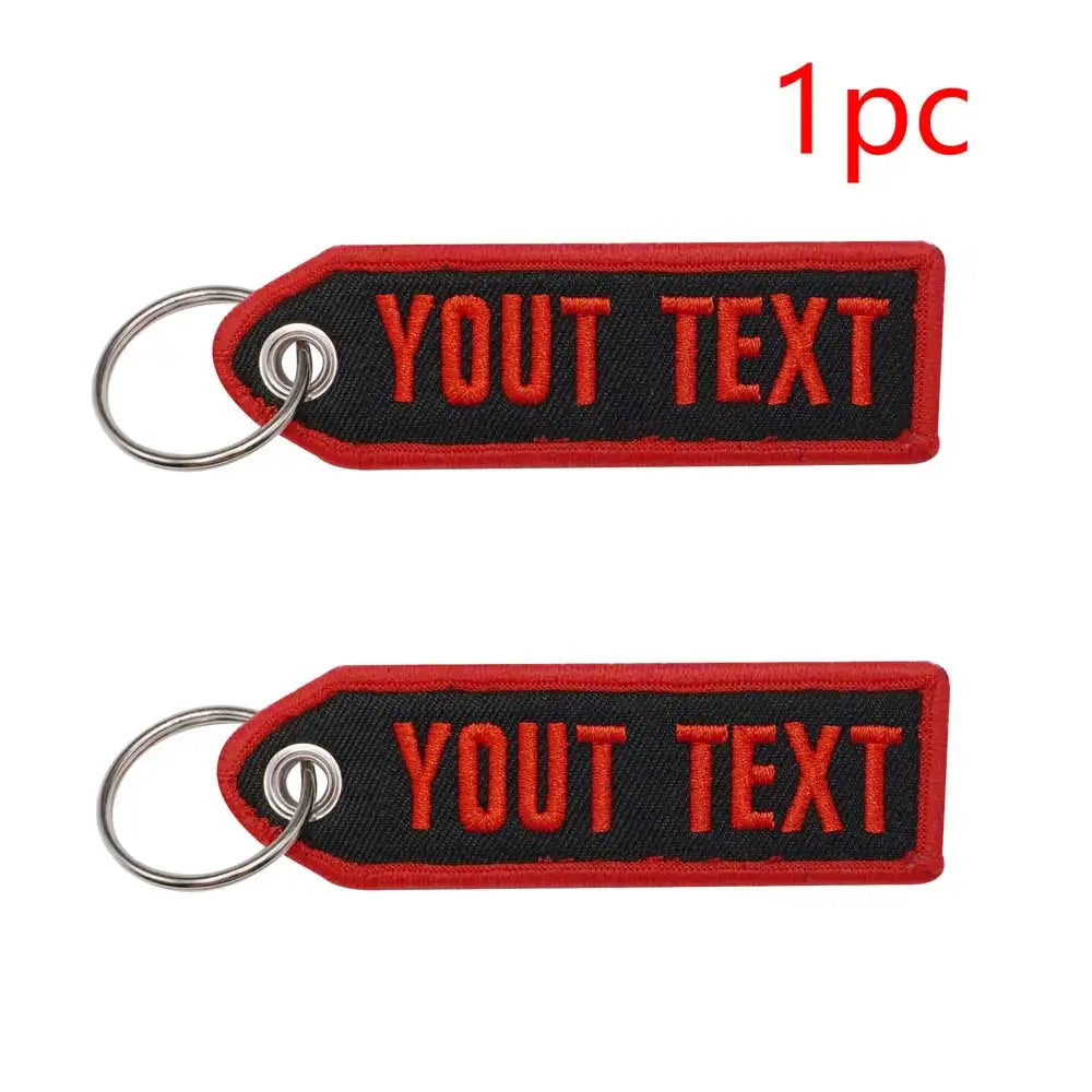 Personalized Color font  Keychain  Customize Text Tag Double Sided Embroidery for Motorcycles Cars ATV Scooters