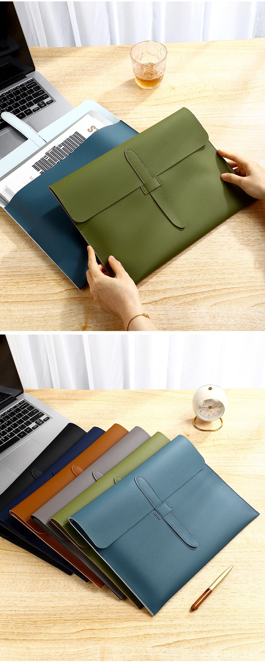 A4 Thick Leather Document Bag, A4 Folder,Business Information Bag, School And Office Supplies, Storage Bag Back To School