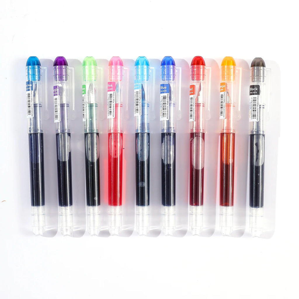 Large Capacity Disposable Fountain Pen Multi-Color Writing Ink Pens Quick-Drying Stationery F Nib Direct Liquid Pen Office Acce