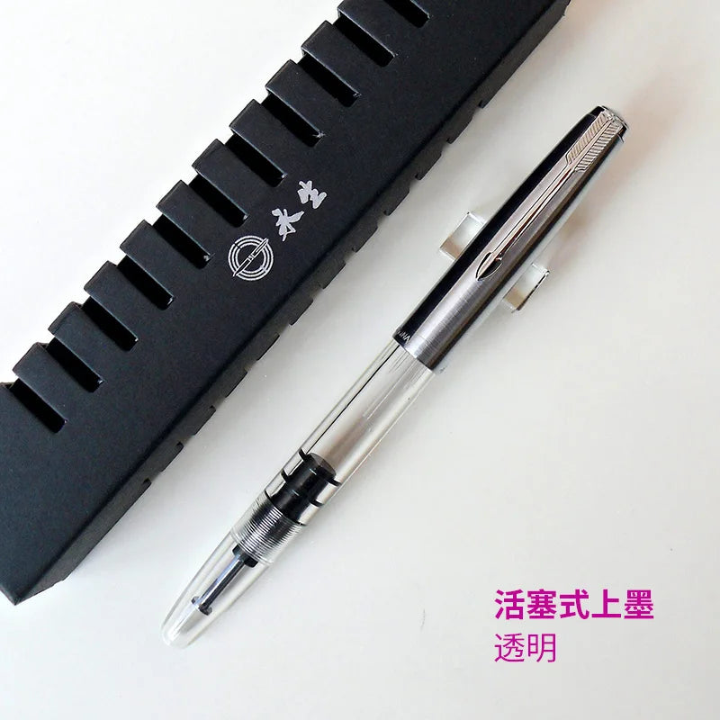 NEW Wingsung 601 Press Piston Fountain Pen Iridium EF/F Nib Steel Cap Vacumatic Resin Ink Pen School Stationery Office Supplies