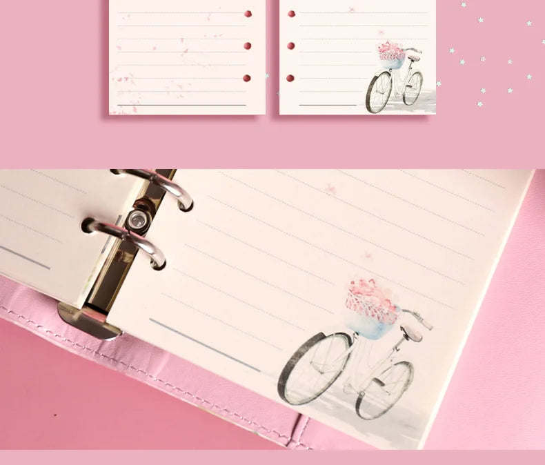 A6 80Sheet Cute Colorful Loose-leaf Replacement Line Grid Blank Point Paper Refill Inner Page Inner Page Inside Stationery