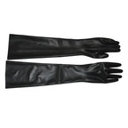 Unisex Latex Rubber Gloves Wrist Seamless Moulded Shoulder Length Black and Red Long Sexy Fetish Gloves for Men Women