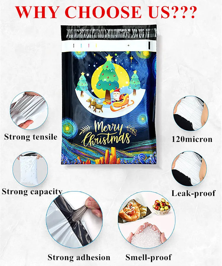 100PCS Poly Mailer Adhesive Envelope Shipping Bag DIY Garment T-shirt Dress Jacket Bra Christmas Toys Gift Packaging Pouches