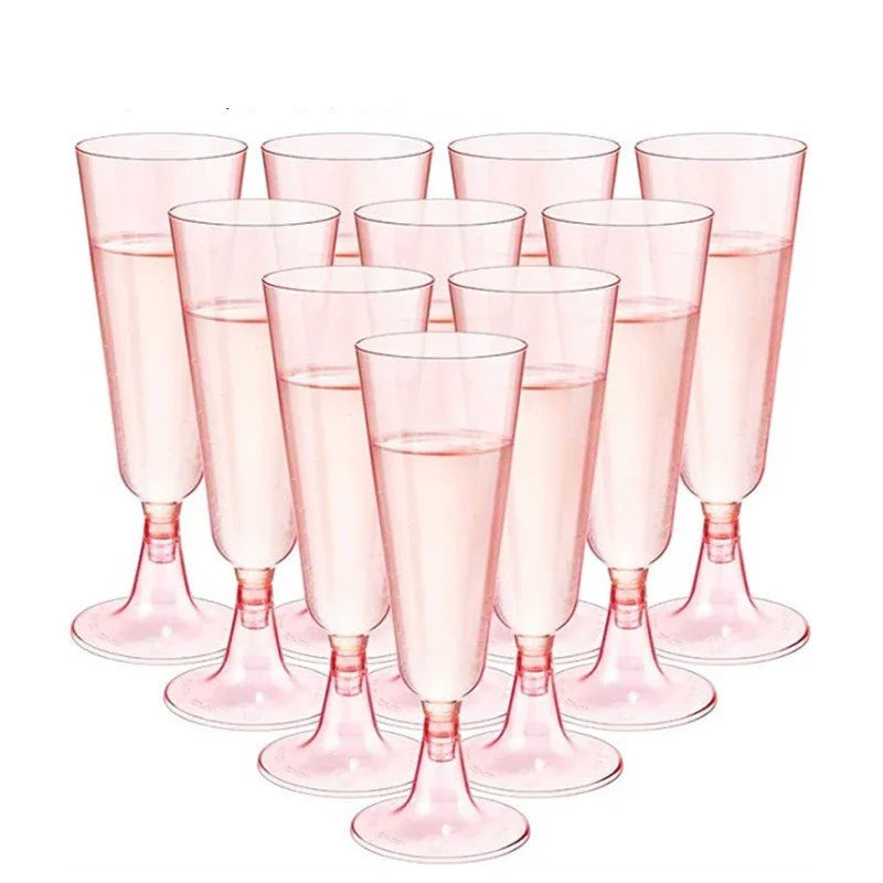 JUSTINLAU 25/50/100pcs Disposable Cups Clear Plastic Champagne Flutes Bar Cups Toasting Glasses for Weddings Party Cocktail Cups