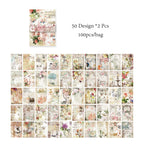 8 Style100Pcs/book Memo Material Paper Vintage Artistic Character Message Card Beautiful Flowers European Style DIY Hand Account
