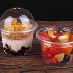 250ML Disposable Salad Cup 50/100Pcs Transparent Plastic Dessert Cups Bowls Container with Dome/Flat Lids for Ice Cream Cupcake