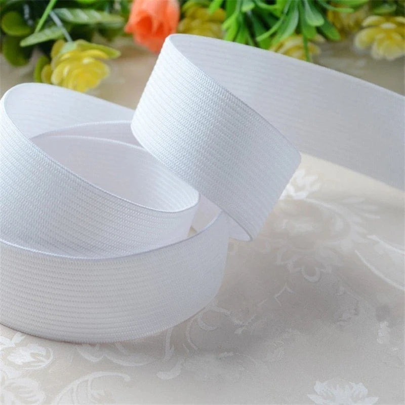 10M Flat Elastic Band Medium Thick Black White high Elasticity Waistband Rubber Band garment sewing accessories 20mm