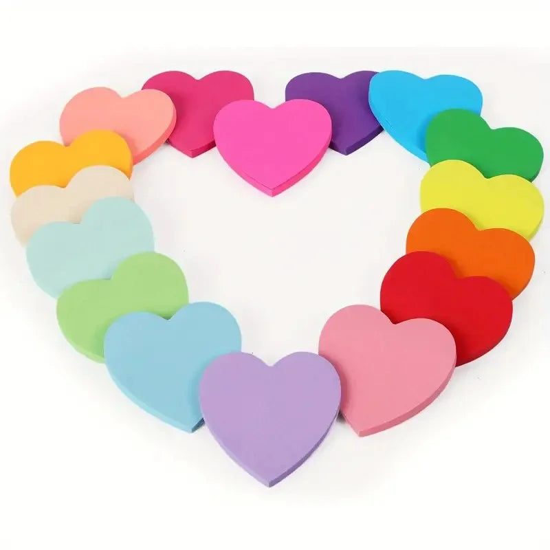 16/32 Pcs Heart Shaped Sticky Notes, 16 Colors 25 Sheets/Book, 400 Shape Sticky Notes, Cute Memo Pad Colorful Sticky Note Book