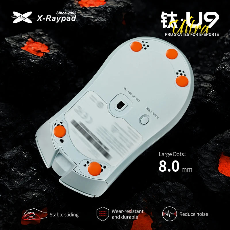 X-Raypad Titanium U9 Durable Mouse Skates for Universal Dot — Durable. Quiet. Control for Premium Gaming