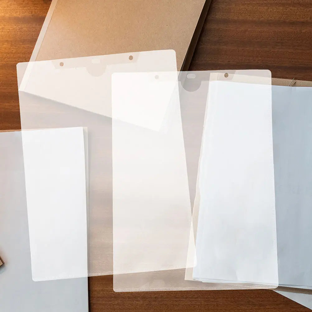 24Pcs Clear PP Plastic File Folder Sleeve Hanging Document Organizer for Office Study Paper Storage Portable File Container